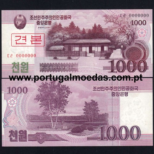 Coreia do Norte - Nota de 1000 Won 2008 (Não Circulada) - Pick 64 - Specimen