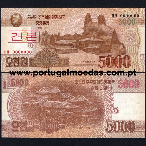 Coreia do Norte - Nota de 5000 Won 2013 (Não Circulada) - Pick 67 - Specimen