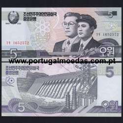 Coreia do Norte - Nota de 5 Won 2002 (Não Circulada) - Pick 58