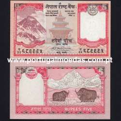 Nepal - Nota de 5 Rupees 2007-2009 (Não Circulada) - Pick 60
