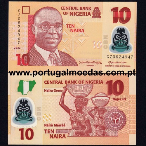 Nigeria – 10 Naira Banknote, 2022 (Uncirculated) – Pick 39