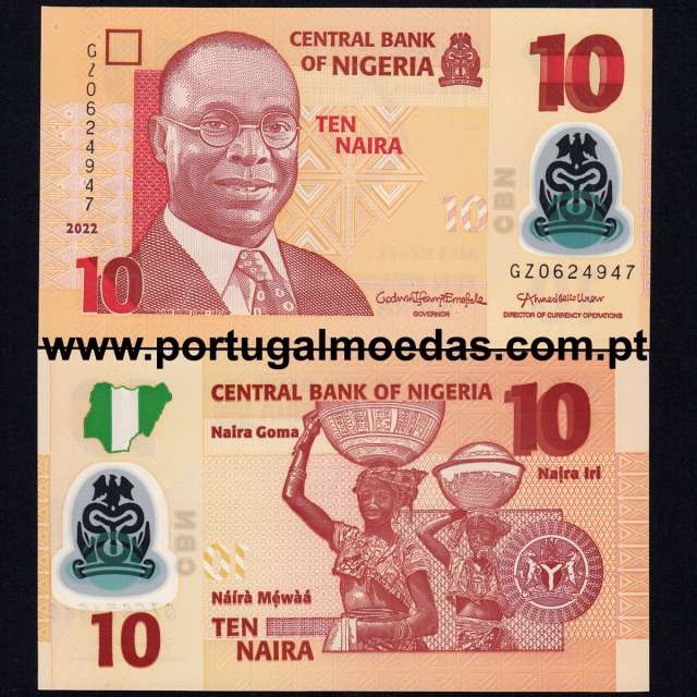 Nigeria – 10 Naira Banknote, 2022 (Uncirculated) – Pick 39