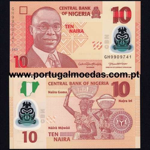Nigéria - Nota de 10 Naira 2021 (Não circulada) - Pick 39