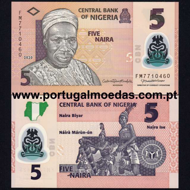 Nigéria - Nota de 5 Naira 2020 (Não circulada) - Pick 38