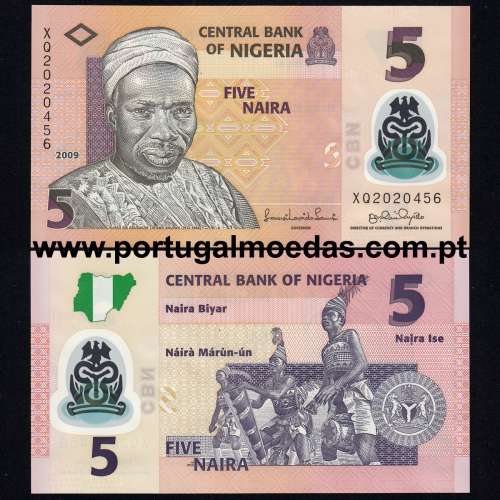 Nigéria - Nota de 5 Naira 2009 (Não circulada) - Pick 38