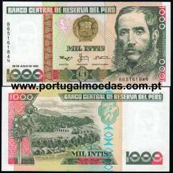 Peru - Nota de 1000 Intis 1988 (Não circulada) - Pick 136
