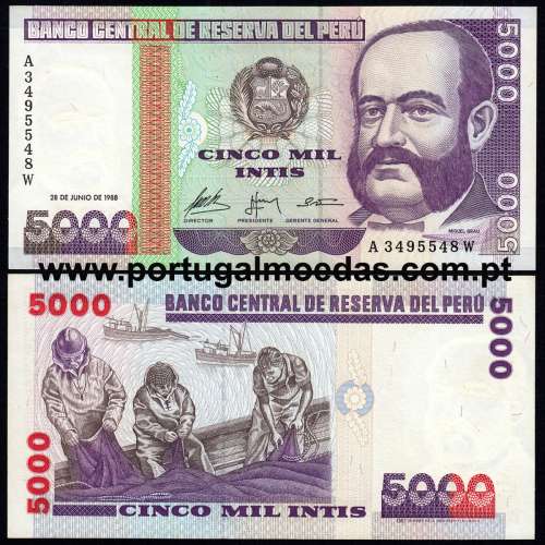 Peru – 5000 Intis Banknote, 1988 (Uncirculated) – Pick 137