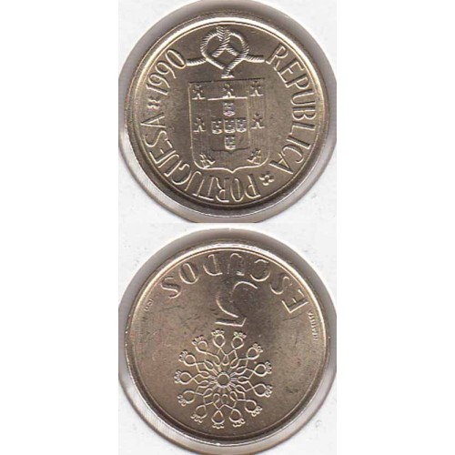 CINCO ESCUDOS (5$00) LATÃO NÍQUEL 1990