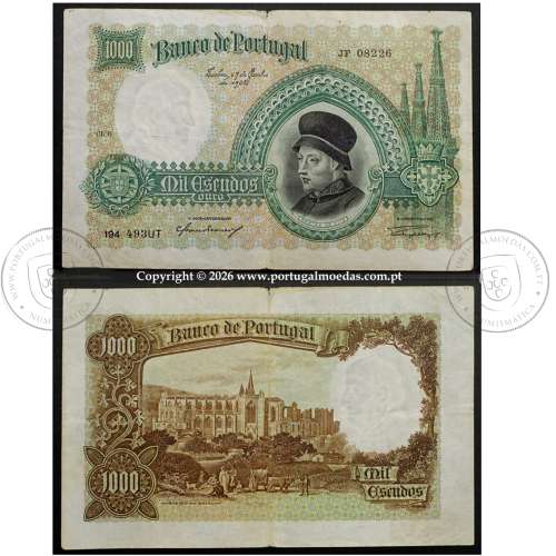 Nota de 1000 Escudos 17 de junho de 1938 - Mestre de Avis - Chapa 6. Banco de Portugal (Circulada)