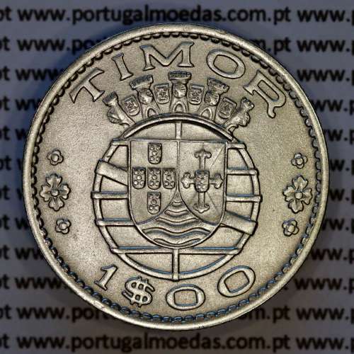 1 Escudo 1958 Timor alpaca – (Bela‑) – Reverso (variação de brilho 1) – Ref. AG.TM.09.01.A5