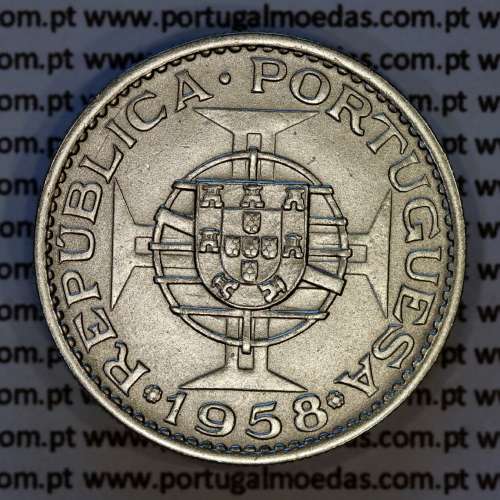 1 Escudo 1958 Timor alpaca – (Bela‑) – Anverso (variação de brilho 1) – Ref. AG.TM.09.01.A5