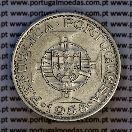 Timor 1 Escudo 1958 nickel‑brass – (XF) – Obverse (brightness variation 2) – Ref. AG.TM.09.01.A5