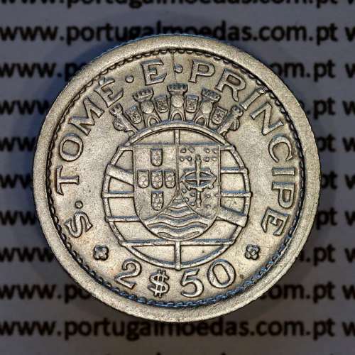 2$50 Escudos 1951 São Tomé e Príncipe prata – (MBC+) – Reverso (variação de brilho 1) – Ref. AG.ST.16.01.B2