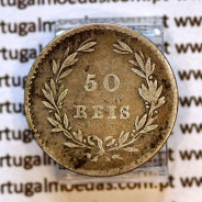 Portugal 50 Réis 1861 silver coin – (Fine+/VF‑) – Reverse – Ref. MQ.4D.AG.P5.01.03.C4