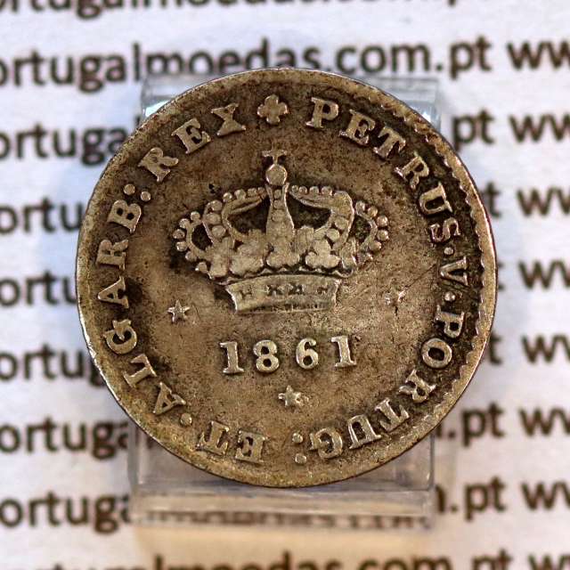 Portugal 50 Réis 1861 silver coin – (VF) – Obverse – Ref. MQ.4D.AG.P5.01.03.C1