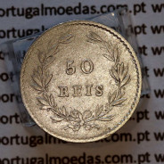 Portugal 50 Réis 1861 silver coin – (VF/VF+) – Reverse – Ref. MQ.4D.AG.P5.01.03.B4