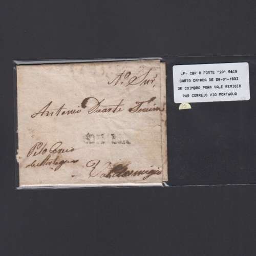 Carta Pré-Filatélica circulada de Coimbra para Vale de Remígio datada de 09-01-1832