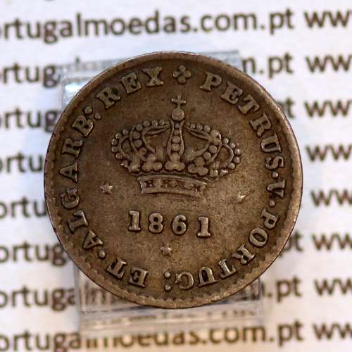 Portugal 50 Réis 1861 silver coin – (VF+) – Obverse – Ref. MQ.4D.AG.P5.01.03.B3