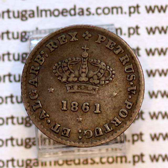 Portugal 50 Réis 1861 silver coin – (VF+) – Obverse – Ref. MQ.4D.AG.P5.01.03.B3