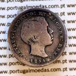 Portugal 100 Réis 1854 silver coin — straight‑hair bust — Obverse — Ref. MQ.4D.AG.P5.02.01.C3