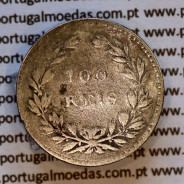 Portugal 100 Réis 1854 silver coin — straight‑hair bust — Reverse — Ref. MQ.4D.AG.P5.02.01.D7