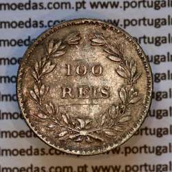 100 réis 1854 prata — busto cabelos lisos — Reverso (variação de brilho 1) — Ref. MQ.4D.AG.P5.02.01.B4