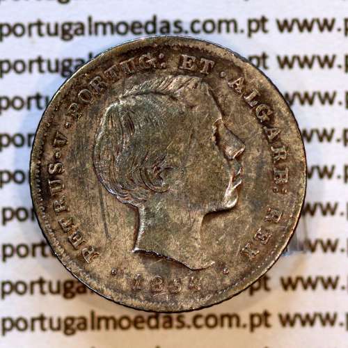 Portugal 100 Réis 1854 silver coin — straight‑hair bust — Obverse (brightness variation 2) — Ref. MQ.4D.AG.P5.02.01.B4