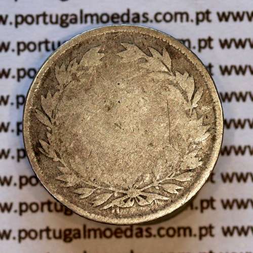 Portugal 100 réis 1861 silver — (F‑) — wavy‑hair bust — Reverse — Ref. MQ.4D.AG.P5.03.05.C7