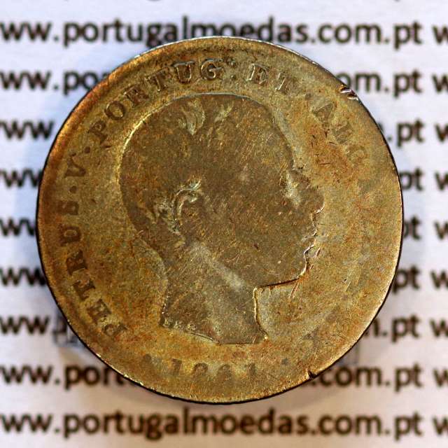 100 réis 1861 prata — (REG) — busto cabelos ondulados — Anverso — Ref. MQ.4D.AG.P5.03.05.C9