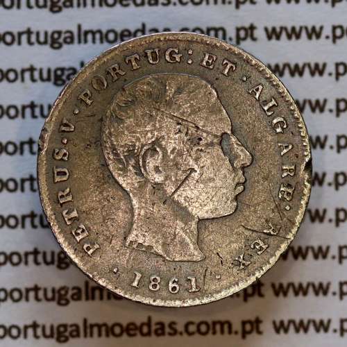 100 réis 1861 prata — (BC) — busto cabelos ondulados — Anverso — Ref. MQ.4D.AG.P5.03.05.C1