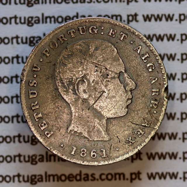100 réis 1861 prata — (BC) — busto cabelos ondulados — Anverso — Ref. MQ.4D.AG.P5.03.05.C1