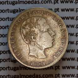 Portugal 100 réis 1861 silver — (F) — wavy‑hair bust — Obverse — Ref. MQ.4D.AG.P5.03.05.C3