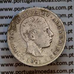 100 réis 1861 prata — (BC+/MBC‑) — busto cabelos ondulados — Anverso — Ref. MQ.4D.AG.P5.03.05.B4