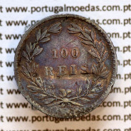 100 réis 1861 prata — (MBC) — busto cabelos ondulados — Reverso — Ref. MQ.4D.AG.P5.03.05.B1
