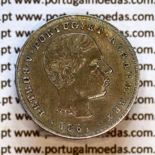 100 réis 1861 prata — (MBC+) — busto cabelos ondulados — Anverso — Ref. MQ.4D.AG.P5.03.05.A6