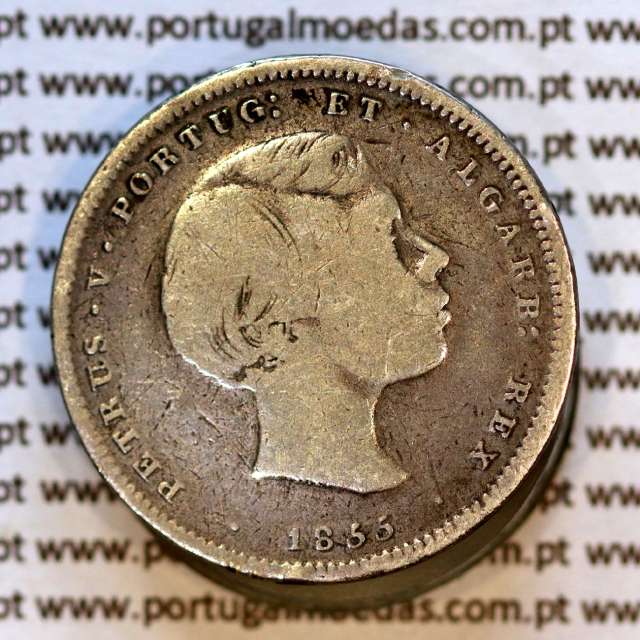 Portugal 200 Réis 1855 silver – (F) – Obverse – Ref. MQ.4D.AG.P5.04.03.C5