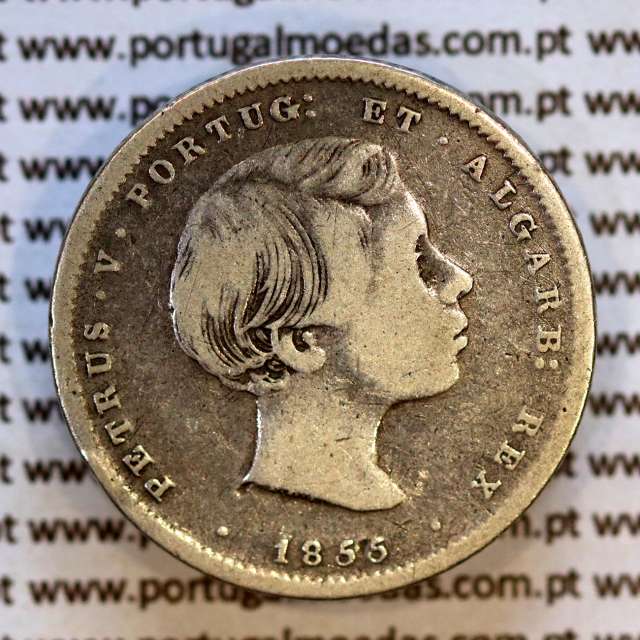 200 réis 1855 prata – (MBC‑) – Anverso – Ref. MQ.4D.AG.P5.04.03.C1