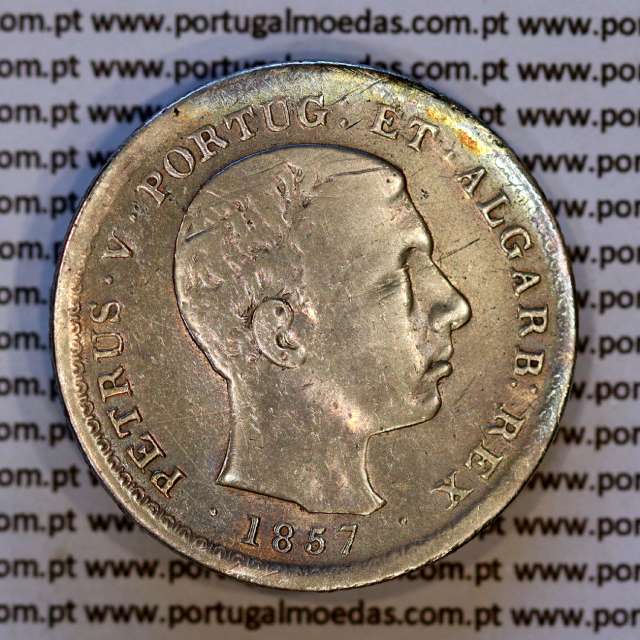 Portugal 500 réis 1857 silver – (F) – Obverse – Ref. MQ.4D.AG.P5.08.01.B9