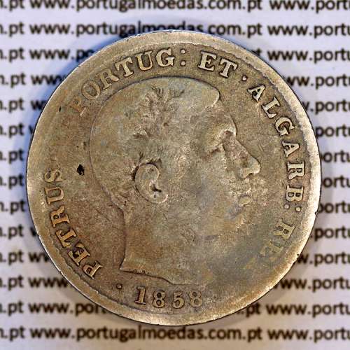 Portugal 500 réis 1858 silver – (F) – Obverse - Ref. MQ.4D.AG.P5.08.02.C5