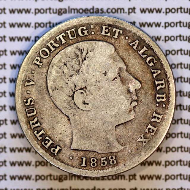 Portugal 500 réis 1858 silver – (VF‑) – Obverse – Ref. MQ.4D.AG.P5.08.02.B6
