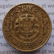 50 Centavos 1924 Bronze-Alumínio, $50 centavos 1924 Alumínio-Bronze Republica Portuguesa, (MBC+), World Coins Portugal  KM 575