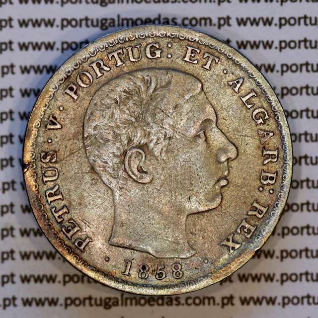 500 réis 1858 prata – (MBC‑) – Anverso – Ref. MQ.4D.AG.P5.08.02.B5