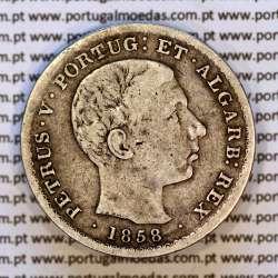 Portugal 500 réis 1858 silver – (VF) – Obverse – Ref. MQ.4D.AG.P5.08.02.B4