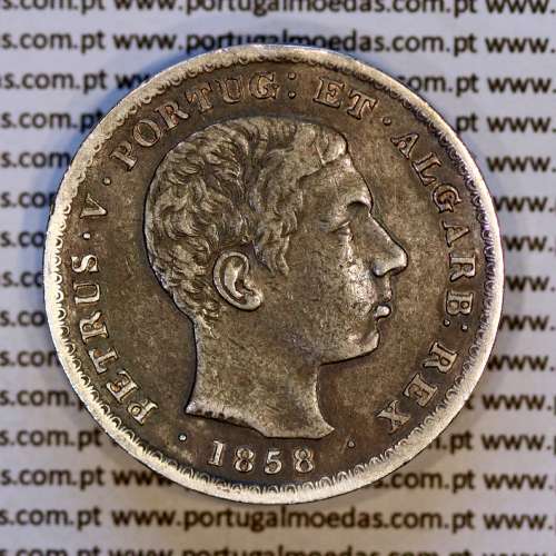 Portugal 500 réis 1858 silver – (VF+) – Obverse – Ref. MQ.4D.AG.P5.08.02.A7