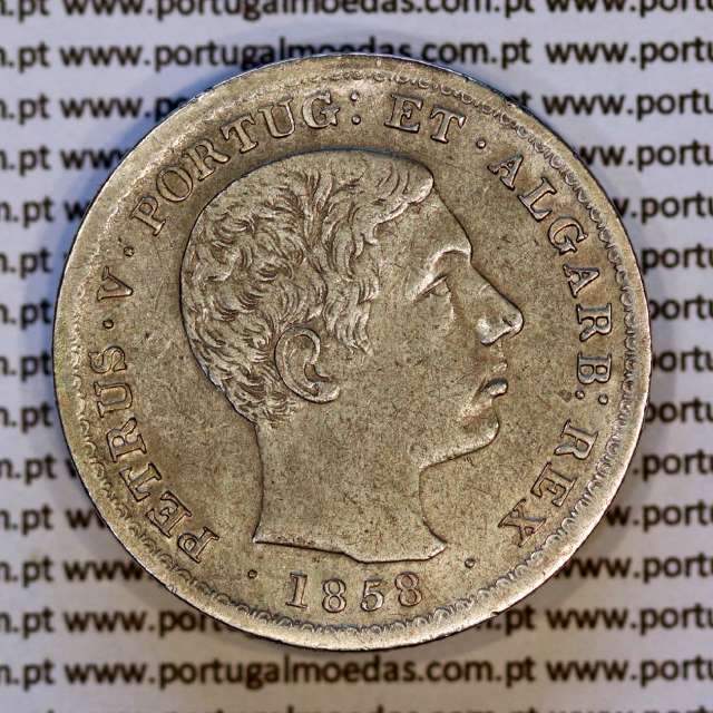 Portugal 500 réis 1858 silver – (VF+) – Obverse – Ref. MQ.4D.AG.P5.08.02.A6