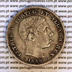 Portugal 500 réis 1858 silver – (VF+) – Obverse (brightness variation 2) – Ref. MQ.4D.AG.P5.08.02.A5