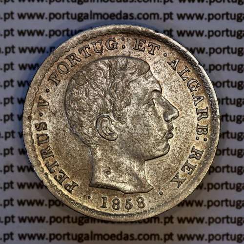 Portugal 500 réis 1858 silver – (XF) – Obverse – Ref. MQ.4D.AG.P5.08.02.A4