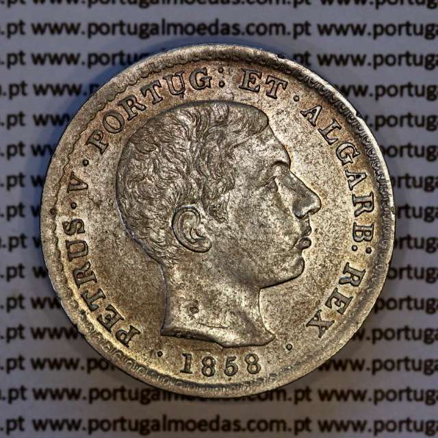 Portugal 500 réis 1858 silver – (XF) – Obverse – Ref. MQ.4D.AG.P5.08.02.A4
