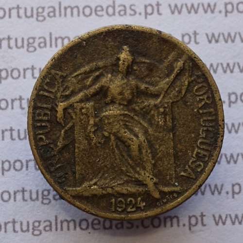 50 Centavos 1924 Bronze-Alumínio, $50 centavos 1924 Alumínio-Bronze Republica Portuguesa, (MBC), World Coins Portugal  KM 575