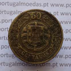 50 Centavos 1924 Bronze-Alumínio, $50 centavos 1924 Alumínio-Bronze Republica Portuguesa, (MBC), World Coins Portugal  KM 575